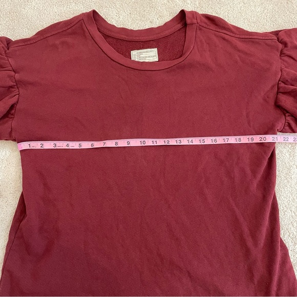NWT Current/Elliot Ruffle Sweatshirt Cabernet Size 3 Large Cotton Feminine - Picture 15 of 17